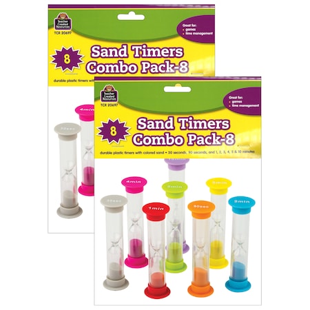 Teacher Created Resources Small Sand Timers Combo, 8 Count Assorted Colors and Times, PK2 TCR20697
